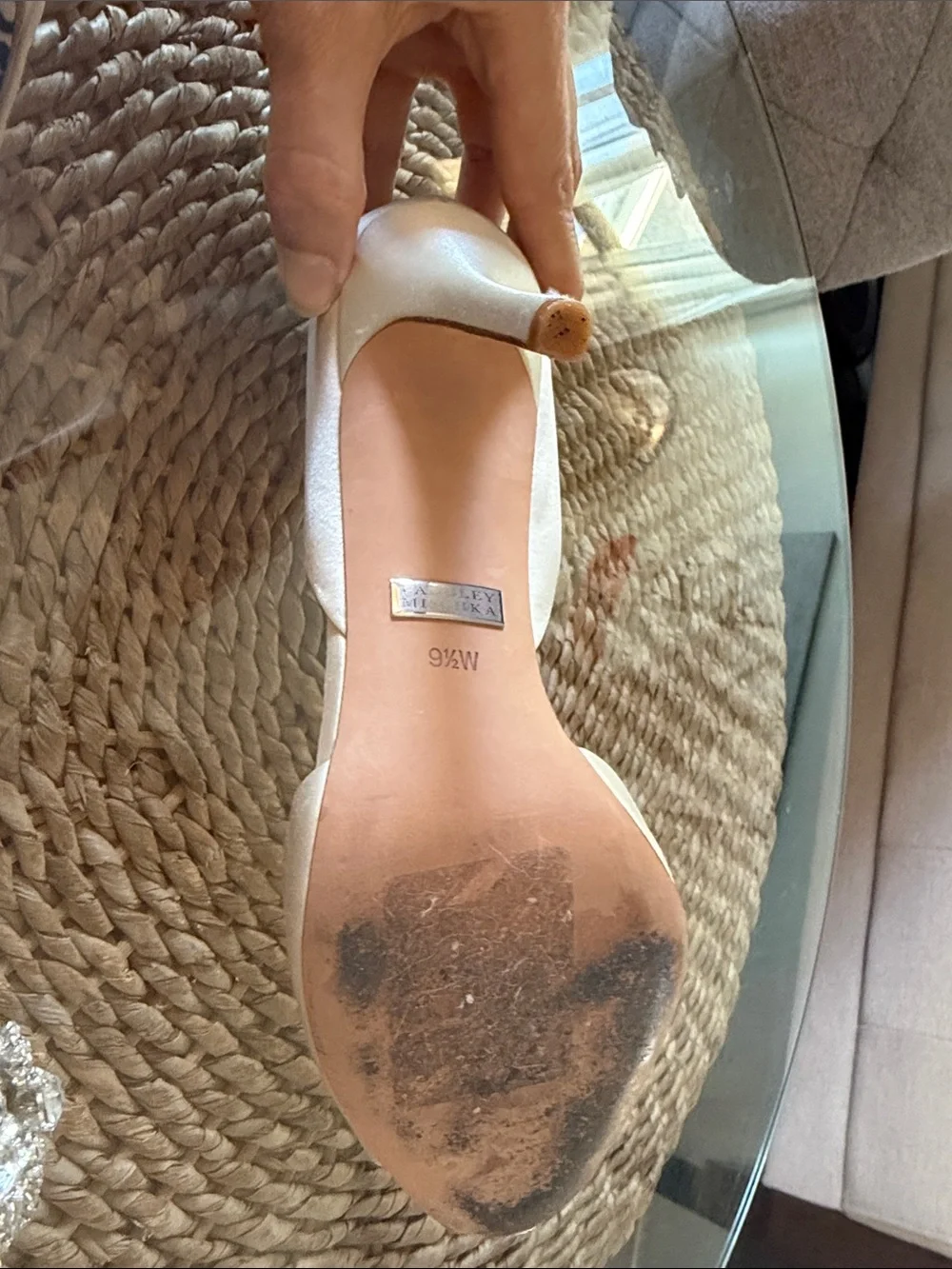 Badgley Mischka ivory satin